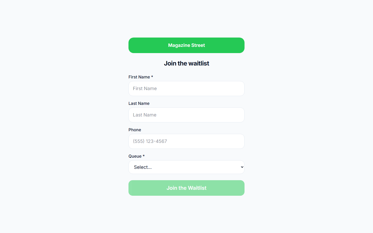 The kiosk join form running full screen on a tablet